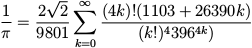 Fórmula – Aproximação de π pela série de Ramanujan